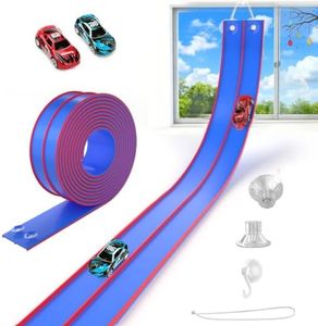 TAEMVV Flexible Race Track for Kids, 15 Ft Dual Car Track Set, Royal Blue