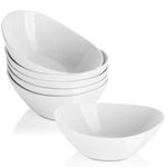 LIFVER Oval Dessert Bowls,16 Ounce Porcelain White Bowls Set,Serving Bowls for Side Salad,Soup,Cereal,Ice Cream,Dishwasher & Microwave Safe Kitchen Bowls,7 inch,Set of 6