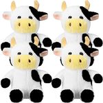 Wettarn 4 Pcs Stuffed Cows Giraffe Bulk Cow Stuffed Animal 9.8'' Cute Soft Plush Cows Toy Cuddly Giraffe Stuffed Animal Party Decorations Gifts for Kids Girls Boys(Cow)