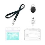 Retractable Keyring, 1 Set Includes - with Lanyard Badge Holder,Reel Clip,Clear Badge Holders,Waterproof ID Card Holder for ID Clip,id Credit Cards,Transport Card (1 Set)