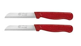 GGS Solingen Knife, Vegetable Knife Set, Fruit Knife, Tomato Knife, Steak Knives, Serrated, Dishwasher Safe, German Stainless Steel, Chef Kitchen Knife Set (Red Set of 2) (12G)