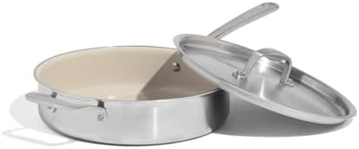 Made In Cookware - 3.5 QT Ceramic Non Stick Saute Pan with Lid - 5-Ply Stainless Clad with Stay-Cool Handle - Professional Cookware - Crafted in Italy - Induction Compatible