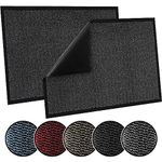 TrendMakers Door Mat Indoor & Outdoor Non-Slip Rubber Backed door mats indoor Super Absorbent Washable Dirt Trapper doormats - Durable & wrinkle-free Barrier Rug (Anthracite/Black - 40cm x 60cm)