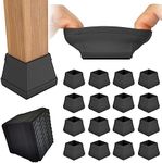 16Pcs Non Slip Square Chair Leg Protector - Non Skid Furniture Grippers, Anti-Slip Silicone Furniture Feet Caps, (Black, Fit:1.26-1.54").