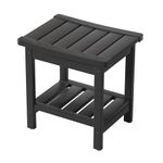 Zoopolyn HDPE Shower Bench Seat Small Bathroom Shower Benches Stool Chair with Shelf Waterproof for Inside Shower Black