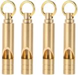 FUTURESTEPS Brass Whistles 4 Pack, Emergency Survival Whistles Loud Safety Whistles for Adults, Self-Defense Whistle for Outdoor Activities, Distress Signal, Emegency Whistle for Hiking, Survival