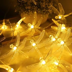 Dragonfly Hanging Fairy String Lights, 3M/10ft 20LEDs Battery Operated Dragonfly String Lights, Dragonfly Lights Decorations for Indoor Outdoor Home Bedroom Fence Camping Birthday Party (Warm White)