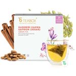 Teabox Fresh Kashmiri Kahwa Saffron (Kesar) Green Tea | Green Tea Handblended with Natural Saffron, Almond, Cardamom & Cloves | 100% Natural Ingredients, 25 Teabags