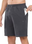 NORTHYARD Men's Athletic Running Shorts Cotton Casual Shorts with Zipper Pockets 7" Workout Gym Sweat Shorts Darkgrey M