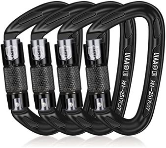 BEIFENG Auto Locking Carabiner 25KN Climbing Carabiner Large Carabiner Clip Obtained UIAA Certification Heavy Duty Carabiners Suitable for Rock Climbing, Camping, Gym,Rescue Black (Black&Silver-4PCS)