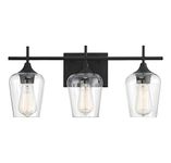 Savoy House 8-4030-3-BK Octave 3-Light Bathroom Vanity Light in a Black Finish with Clear Glass (21" W x 9" H)