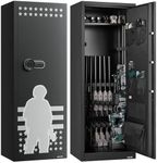 VEVOR 10-12 Gun Safe, Long Gun Cabinet for Rifles and Pistols, Quick Access Rifle Safe with 4 Pistol Pockets and 3 Adjustable Racks, Large Digital Cabinet with Key and Password Lock(Assembly Required)