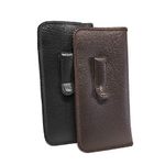 Calabria Soft Slip-In Glasses Case Pocket Belt Metal Clip Black/Brown(2Pack) Men/Women Synthetic Leather Felt Lining 6.5"x3"