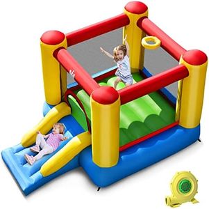 BOUNTECH Inflatable Bounce House, Bouncy House for Kids Indoor Outdoor Party with Jumping Area, Including Blower, Oxford Carry Bag, Repair Kit, Small Castle Bounce House for Toddlers Gift