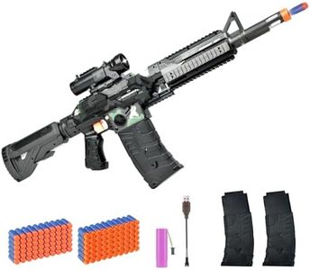 Electric Toy Gun for Nerf Guns Dart - Realistic Sniper Rifle Toy Foam Blaster Machine with Scope 120 Soft Bullets 2 Magazines for Boy Age 8-12 Years Old Indoor Outdoor Toy Best Present for Adult Kid