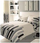 GC GAVENO CAVAILIA Printed Duvet Cover Sets, Reversible Bedding Bed Set, Polycotton Quilt Covers, Blocks Cream/Grey/Black, Double