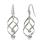 LeCalla 925 Sterling Silver Twist Infinity Drop Dangle Earrings | Lightweight French Wire Silver Linear Swirl Drop Earrings for Women - 42mm