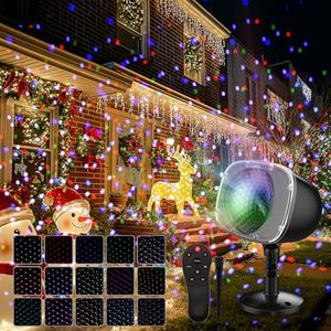 Syslux Christmas Projector Lights Outdoor, RGBW Christmas Snowfall Projector Light Rotating Falling Snow Projector with Remote Control Landscape Lights for House Yard Garden Halloween Christmas Decor