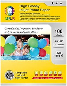 MR.R Single Side High Glossy Inkjet Photo Paper,180gsm 49lb,8.5''x11" with 100 sheets per pack