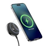 Ambrane 15W Qi-2 & Magsafe Wireless Charger with 60W Type C Cable for iPhone 15/15 Pro/15 Pro Max,iPhone 14/14 Pro/14 Pro Max,iPhone 13/12,Samsung & Other Qi-2 Device + Magnetic Ring (Aerosynq),Black