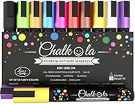 Chalk Pens - Pack of 10 neon Colour Markers. Used on Whiteboard, Chalkboard, Window, Blackboard - 6mm Reversible Bullet & Chisel Tip