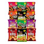 Ginco Crisps Variety Pack (12 x 100g) - 6 Flavours | Tomato Puffs, Onion Rings, Cheese Puff Crisps, Jalapeno Crisps, Barbeque Crisps, Bacon Rashers | Multipack Crisps, Corn Snack | Bulk Crisps Pack