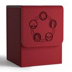 ZLCA Card Deck Box for MTG Cards, Trading Card Storage Box Fits 100+ Single Sleeved Cards, PU Leather Strong Magnet Card Deck Case Holder for Magic Commander TCG CCG (Red)