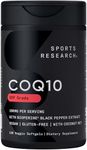 Sports Research CoQ10 (100mg) Enhanced w/Coconut Oil & Bioperine (Black Pepper) for Better Absorption | Vegan Certified, Non-GMO Verified (120 Veggie Softgels)