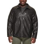 Dockers Men's James Faux Leather Jacket - Classic Motorcycle Zip-up Jacket, Black W. Chest Zip, X-Large Tall