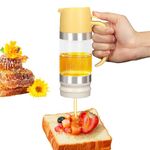 mumisuto Honey Dispenser No Drip, 11oz /315ML Honey Jar with Handle, Clear Glass Honey Syrup Dispenser Container Honey Jar, High Borosilicate Glass Honey Bottle for Home Cofffee Bar (Yellow)