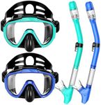 Snorkeling Gear for Adults, Zipoute Snorkel Dry Top Snorkel Set, Panoramic Anti-Leak and Anti-Fog Tempered Glass Lens, Adults Adjustable Snorkeling Set *2, Scuba Diving Swimming Couple Snorkel Kit