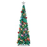 MACTING Christmas Tree, 5ft Collapsible Pop up Christmas Tinsel Tree with Stand Tinsel Coastal for Holiday Xmas Decorations,Home Display, Office Decor