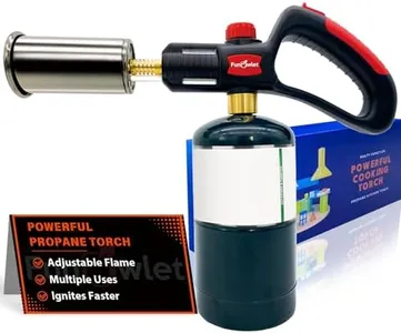Powerful Cooking Propane Torch Lighter - Culinary Kitchen Torch Head, Sous Vide, Charcoal Campfire Starter, Flame Thrower Fire Grill Gun for Searing Steak, Creme Brulee, BBQ (Tank Not Included)