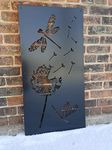 Dragonfly/Dandelion - Metal Privacy Screen Decorative Panel Outdoor