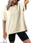 Dokotoo Womens Summer Tops Oversized T Shirts Loose Fit Crewneck Short Sleeve Tops Casual Lightweight Blouse High Low Basic Tshirts Tee Blouses for Women Fashion 2025 Trendy Clothes Apricot Medium