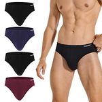 INNERSY Underpants Mens Briefs Sports Pants Underwear Multipack Mini Hipster Slips Packs of 4 (L, 2 Black/Dark Red/Navy)