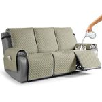 TAOCOCO Waterproof Recliner Couch Covers Sofa Slipcover for 3 Cushion Couch, Pet Sofa Cover for 3 Seat Recliner, Washable Reclining Sofa Cover Furniture Protector with Straps(3 Seater, Sand)