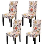 BCKAKQA Dining Chair Covers Leaf Flower Dining Chair Slipcovers Set of 4 Soft Stretch Spandex Removable Washable Chair Covers Protectors for Dining Room Wedding Banquet Party Chair Decor （Colorful）