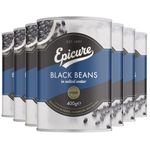 Epicure Black Beans in Salted Water, Plant-Based Protein, 400 g (Pack of 12)