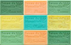 Savon de Marseille French Soaps, Boxed Set of 9 x 125g Soap Bars (Refreshing Fragrances), Vegetable Soap