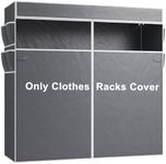 Raybee Garment Rack Cover Only, Fabric Clothing Rack Cover with Zipper, Clothes Rack Cover with PVC Clear Window & 8 Side Storage Pockets, Garment Rack Cover Only 76.7" W X 75.1" H X 17.9" D(Large)