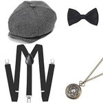 BABEYOND 1920s Mens Gatsby Gangster Costume Accessories Set