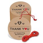 Clickedin - 2 Inch Thank You for Supporting My Business Craft Tags with String 50 Pieces