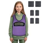 Weighted Vest for Kids (Medium, Ages 5 to 9) Compression Vest for Kids Including 6 Removable Weights Purple