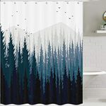 Imikoko Waterproof Misty Forest Mountain Shower Curtain,Home Decor Curtain, Waterproof Polyester Fabric Bathroom Shower Curtain with Hooks,Mildew Proof and Soap Resistant,72" x 72"