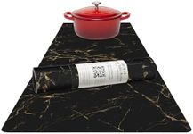 RIMONA'S Thermo Heat Resistant Table Runner and Trivet for Hot Dishes - Waterproof Hot Plates to Protect Table and Countertop - Kitchen & Dining 350F Heat Protector 40" (Black Golden Marble)