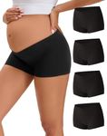 INNERSY Black Maternity Underwear Shorts Under Bump Postpartum Pants Cotton C Section Knickers 4 Pack (12, 4 Classic Black)