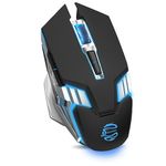 Wireless Gaming Mouse Bluetooth Mouse, Quiet Click, 800mAh Long-Lasting Rechargeable Battery, Multi Device, 7 Buttons,Light up Computer Mice for Laptop PC iPad Tablet MacBook Office Games - Black