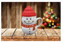 AFTERSTITCH snowman mug Coffee Mug Cup with silicon Lid Cap cover (Green)