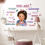 OOTSR Black Girl Inspirational Quote Butterfly Wall Decals,Positive Decoration Girl Bedroom Art,Inspirational Butterfly Stickers for Girls,Nursery Home Room Décor